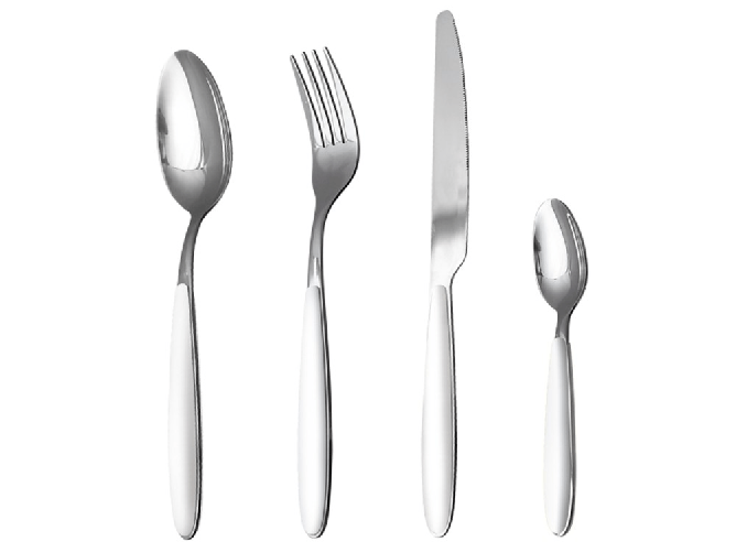 Home 6x Coltelli Pauline In Inox E Manico Colore Bianco, Rombo