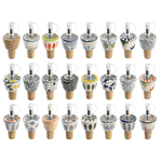Home  24x Home Tappi versatore in sughero e ceramica decorato a mano con beccuccio dosatore in acciaio