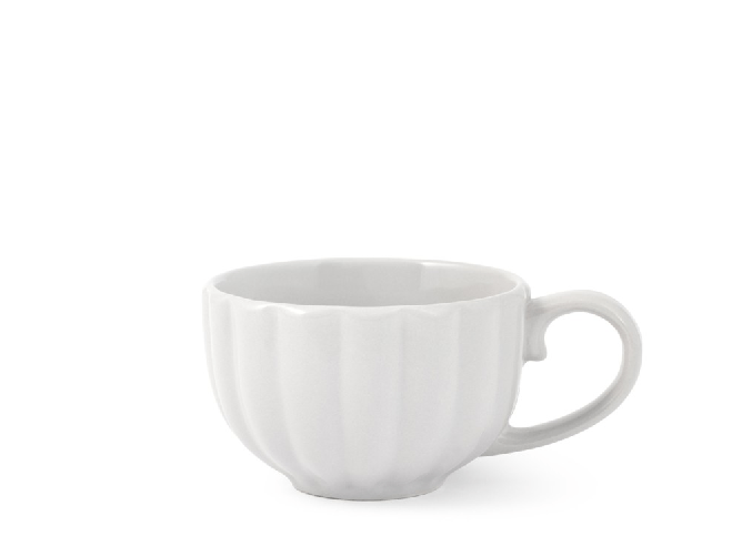 H&h 4x H&amp;H Tazza tè con piatto Lotus in stoneware bianco cc 220