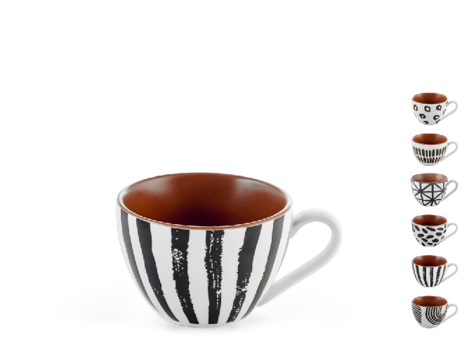 H&h 12 tazze caffè senza piatto Avana in porcellana decorata cc 150.