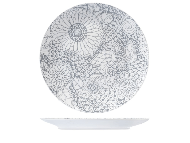 H&h 6x Piatti piani H&amp;H Kyoto New Bone China Bianco Cm 26,5
