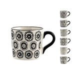 H&h 6x Tazze Da Tè H&amp;H Vhera In Stoneware Assortito Bianco Nero Cc220