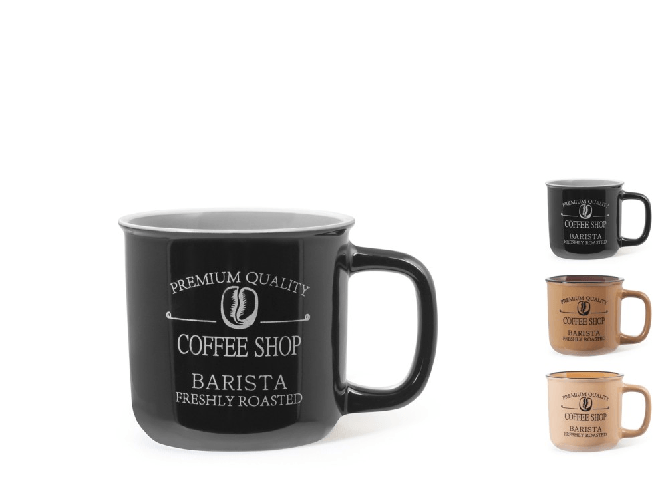 H&h  6x Tazze Caffè Senza Piatti Coffe Shop In Stoneware Colori Assortiti Cl 11