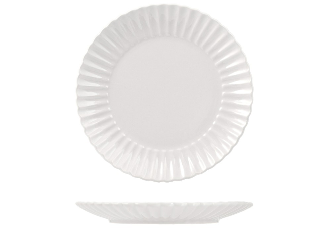 H&h  6 piatti piani Lotus in stoneware bianco cm 27