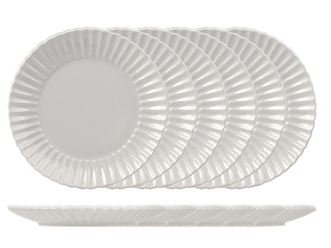 H&h  6 piatti piani Lotus in stoneware grigio cm 27