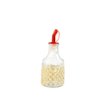 H&h 3x Acetiera in vetro trasparente e paglia con tappo dosatore in plastica colore rosso, cc 200 .
