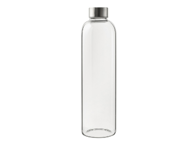 H&h 6x H&amp;H Bottiglia in vetro borosilicato trasparente con tappo in acciaio inox lt 1,0