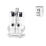 H&h Oliera 4 Pezzi In Vetro Tappo Inox con stand H&amp;H