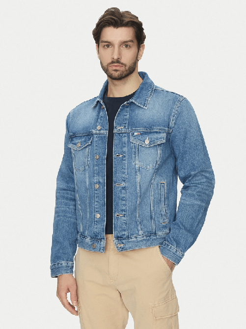 TOMMY JEANS GIUBBINO GIACCA UOMO TOMMY JEANS DM0DM21860 COTONE BLU ORIGINALE PE 2025