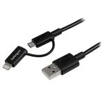 StarTech.com Cavo di ricarica 2 in 1 da 1m - Da USB a Lightning o Micro-USB per iPhone / iPad / iPod / Android