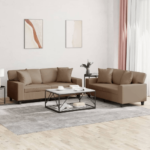 VidaXL Set di Divani 2 pz con Cuscini Cappuccino in Similpelle
