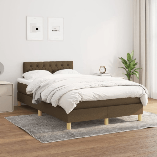 VidaXL Giroletto a Molle con Materasso Marrone Scuro 120x200cm Tessuto