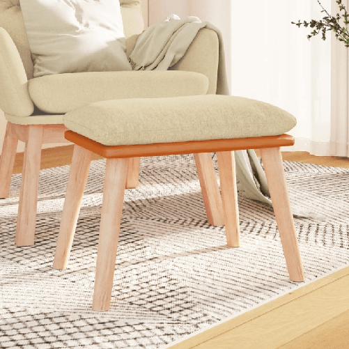 VidaXL Poggiapiedi Crema 45x29,5x35 cm in Tessuto e Similpelle