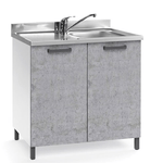 Sottolavello cucina componibile con ante 80 cm cemento,