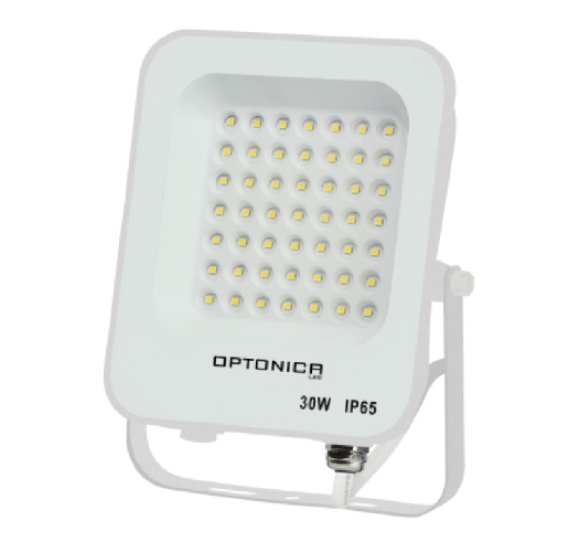 OPTONICA  Proiettore led 30 watt slim metallo bianco ip65 equivalente 160 watt *** temperatura colore