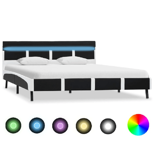 VidaXL Giroletto con LED Nero in Similpelle 160x200 cm