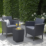 SALEMO BALCONY SET CON CUSCINI - POLTRONE 79X66,5X76H TAVOLINO LUZON CONTENITORE 39X39X42H - FLAT WICKER 7 MM - GRAFITE