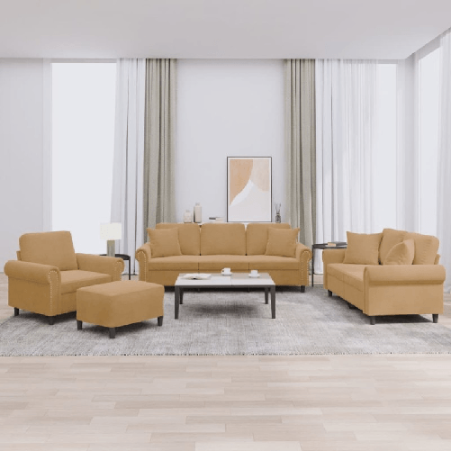VidaXL Set di Divani 4 pz con Cuscini Marrone in Velluto