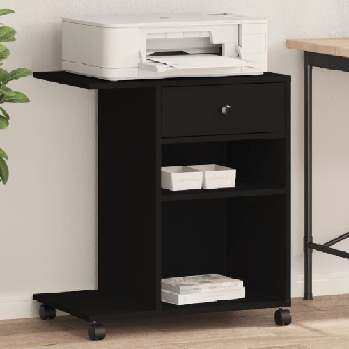 VidaXL Supporto per Stampante con Ruote Nero 60x40x68,5 cm