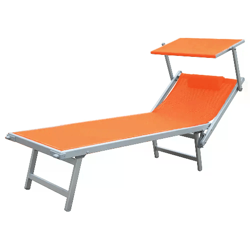 Tempo Style - Lettino Prendisole Terracotta con Parasole e telaio bianco