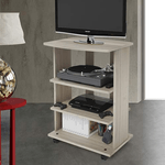 Pidema:Mobile porta Pc e stampante in legno olmo. Carrello mobiletto porta tv con ruote e mensole per camera da letto, dimensioni 81x60x45 cm.