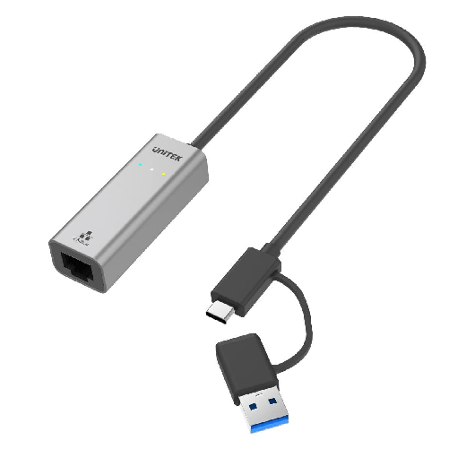 Unitek Adattatore USB-C con Ethernet Unitek U1313C Grigio 30 cm