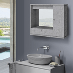 Pidema:Mobile bagno cemento con specchio e luce - pensile bagno con anta ribalta a prezzi scontati