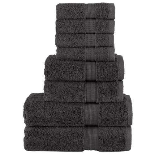 VidaXL Set ASciugamani SOLUND 8 pz Antracite 600 gsm