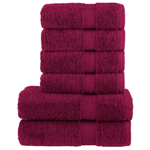 VidaXL Set ASciugamani SOLUND 8 pz Bordeaux 600 gsm