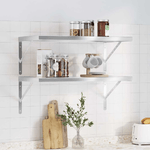 VidaXL Mensole a Muro 2 pz 75x40x3 cm Argento in Acciaio Inossidabile