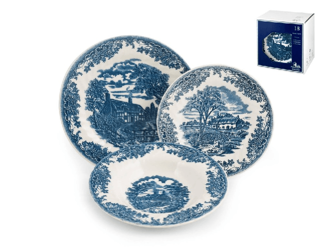Churchill 2x Servizi Tavola 18 Pezzi Earthenware Decoro Brookblue Blu Churchill