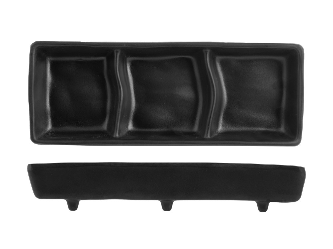 H&h 6 antipastire 3 posti in melamina effetto ardesia colore nero cm 7x18x3h