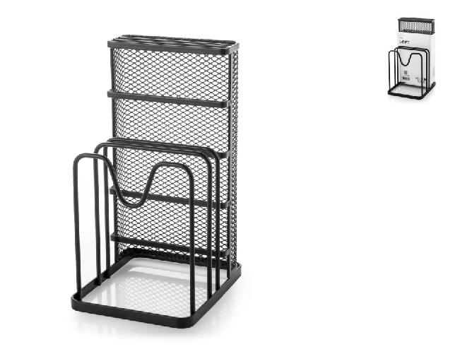 H&h H&amp;H Porta coltelli e tagliere in rete di ferro nero cm 14,5x11,5x22,5.