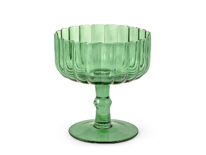 H&h H&amp;H 6 coppe con piede Margaret in vetro colore verde cl 37