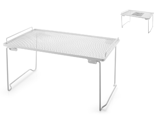 H&h H&amp;H Porta oggetti in rete di ferro bianco con gambe pieghevoli cm 37x24x20.