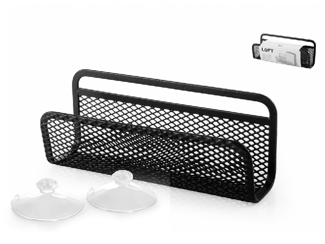 H&h H&amp;H Porta spugne con ventosa in rete di ferro nero cm 17x5x7.