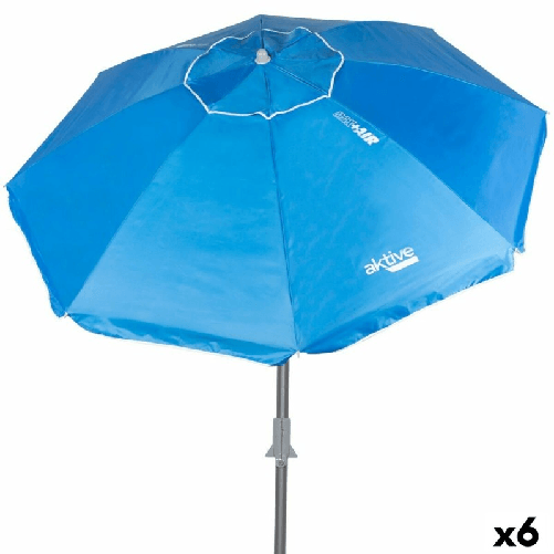Aktive Ombrellone Aktive Azzurro Poliestere Alluminio 220 x 225 x 220 cm (6 Unità)