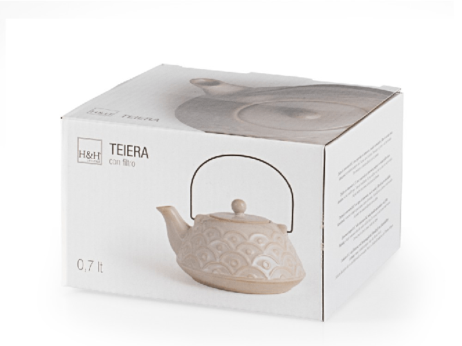 H&h H&amp;H Teiera con coperchio e filtro in acciaio inox lt. 0,7