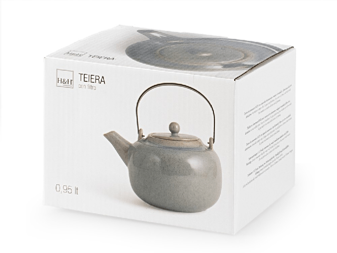H&h H&amp;H Teiera con coperchio e filtro in acciaio grigio lt. 0,95