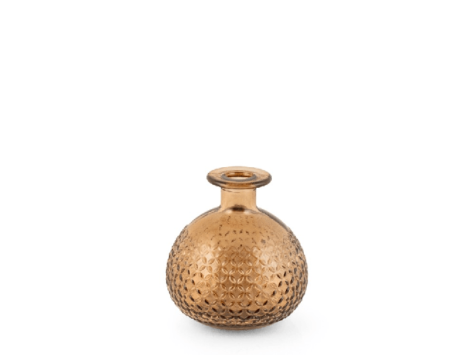 H&h H&amp;H Vaso bugnato in vetro riciclato beige cm. 12