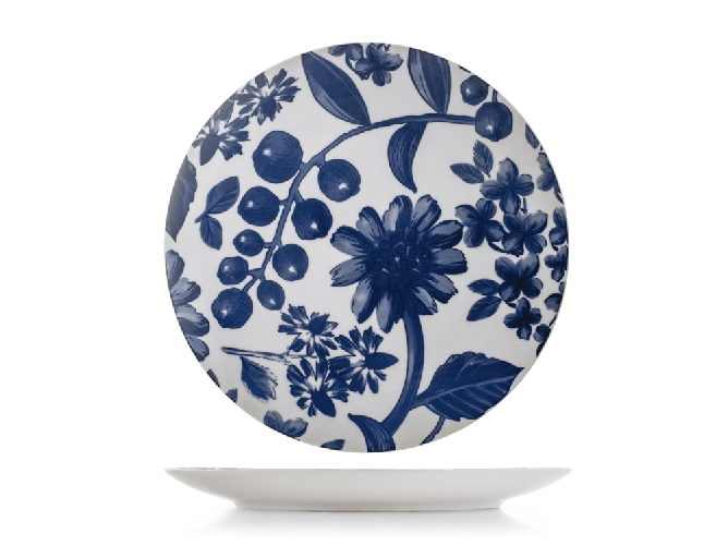 H&h H&amp;H 6 piatti piani Grandiflora decorati blu cm. 27