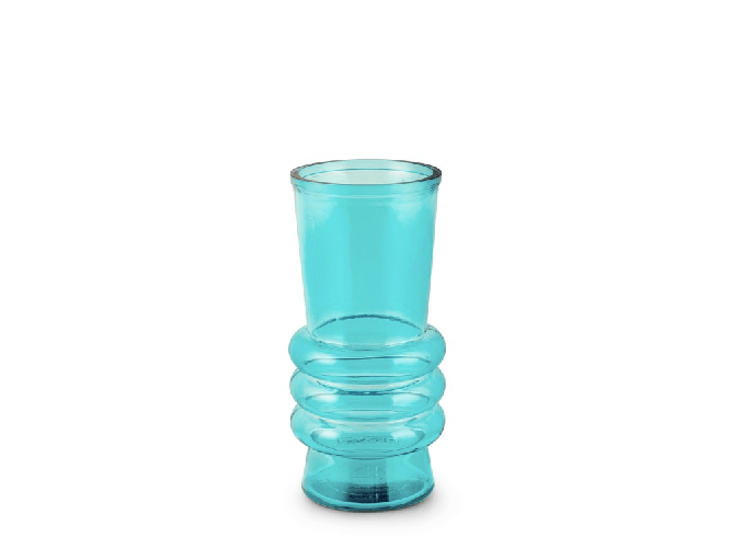 H&h H&amp;H Vaso geometrico in vetro riciclato azzurro cm. 25