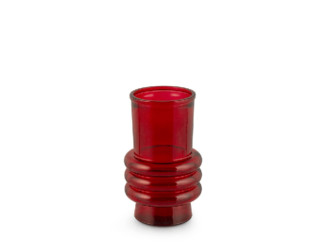 H&h H&amp;H Vaso geometrico in vetro riciclato rosso cm. 17