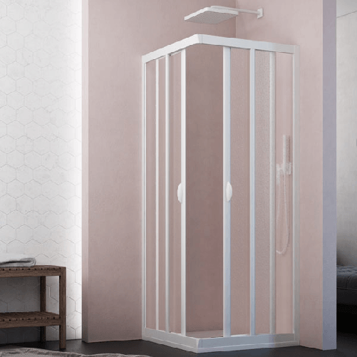 Box doccia angolare con profili in PVC e vetro acrilico
