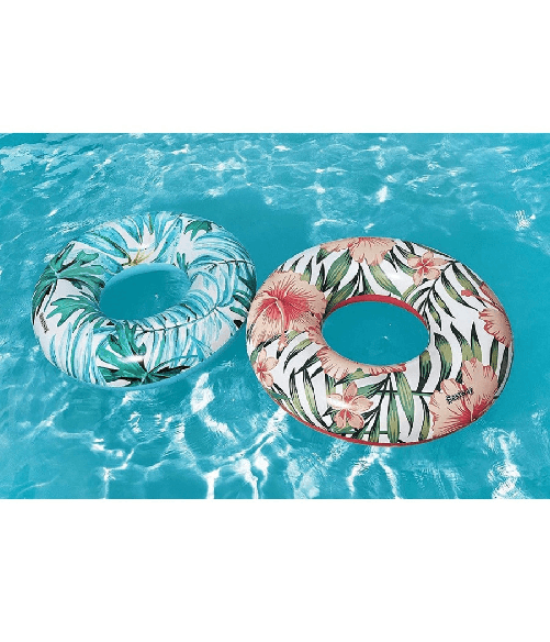 TrAdE Shop Traesio  Salvagente Palme Tropicali Floreali 119cm Ciambella Gonfiabile Mare Piscina 36237 -