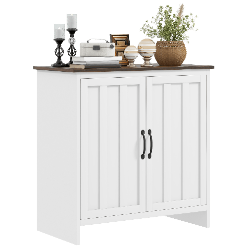 HOMCOM Credenza Cucina Moderna a 2 Ante con Ripiano Regolabile in Legno, 80x39.7x80cm, Bianco