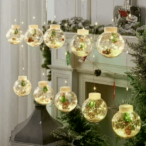 Cecaro group Lampada Decorativa a LED con Pupazzo di Neve, Albero di Natale e Sfere Luminose