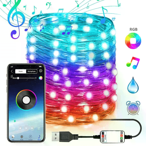 Cecaro Group Luci di Natale Bluetooth RGB da 10 Metri con Controllo via App Color Christmas
