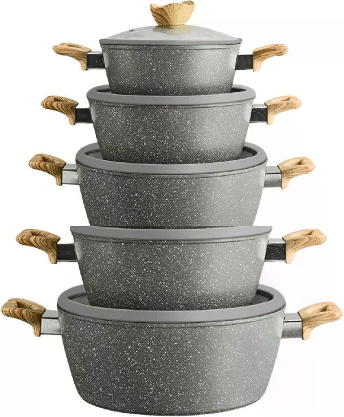 Cecaro Group Set Pentole 10 Pezzi Antiaderenti