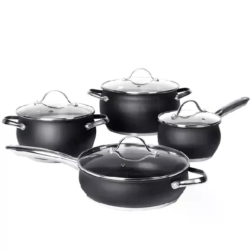 Cecaro Group Batteria di Pentole 8 Pezzi in Acciaio Inox